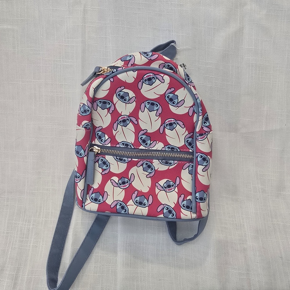 Disney Stitch Bioworld Pink Tropical Mini Backpack Matching Cardholder Set